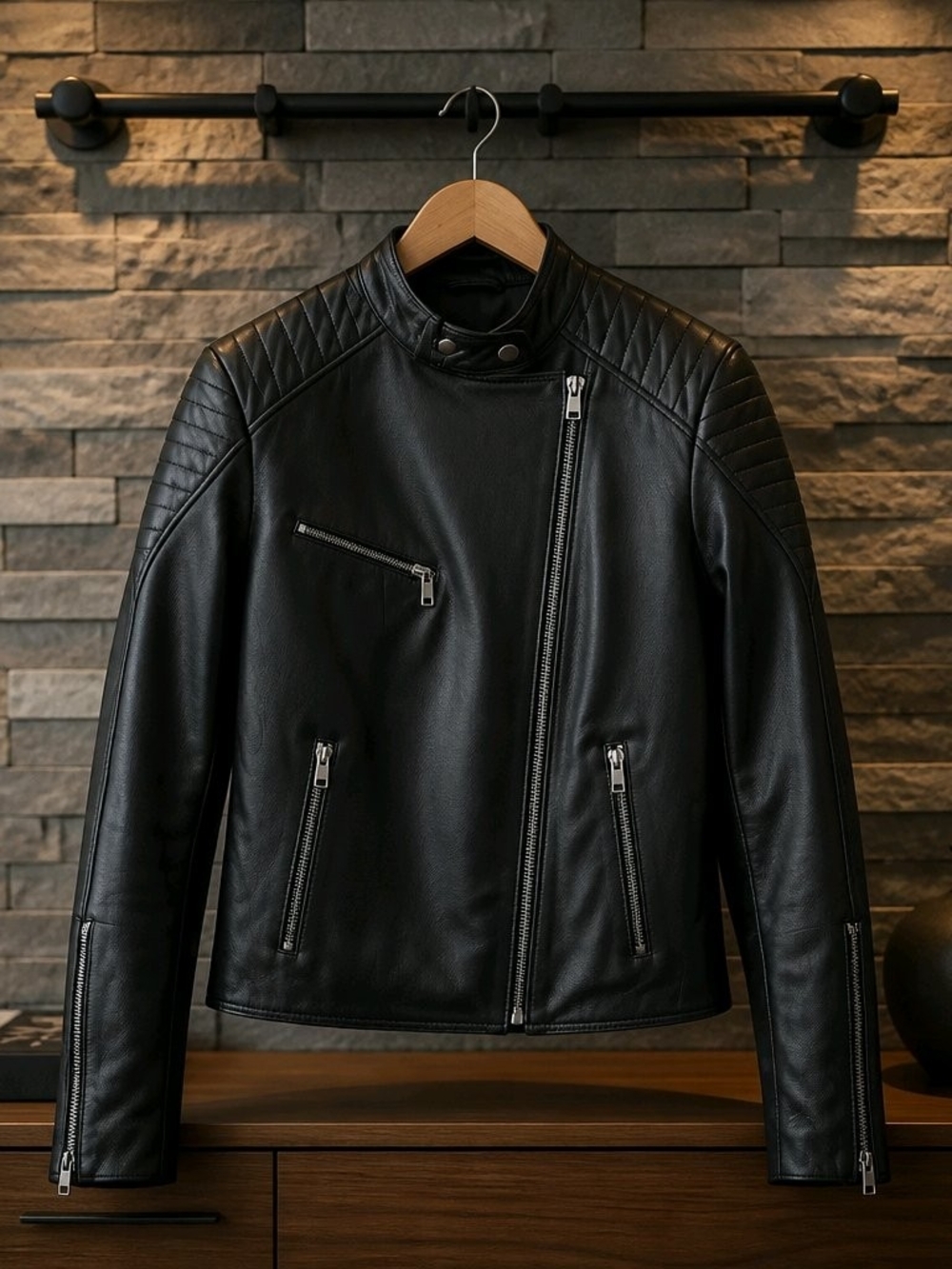 Danier Black Leather Moto Jacket - Picture 3 of 4